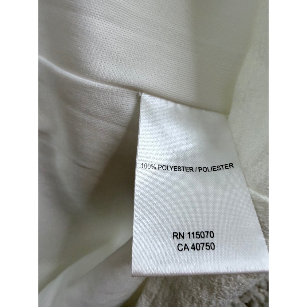 Nina Leonard Womens White Crepe Shift Dress Tie Sleeve Split V-Neck Large - Picture 7 of 12